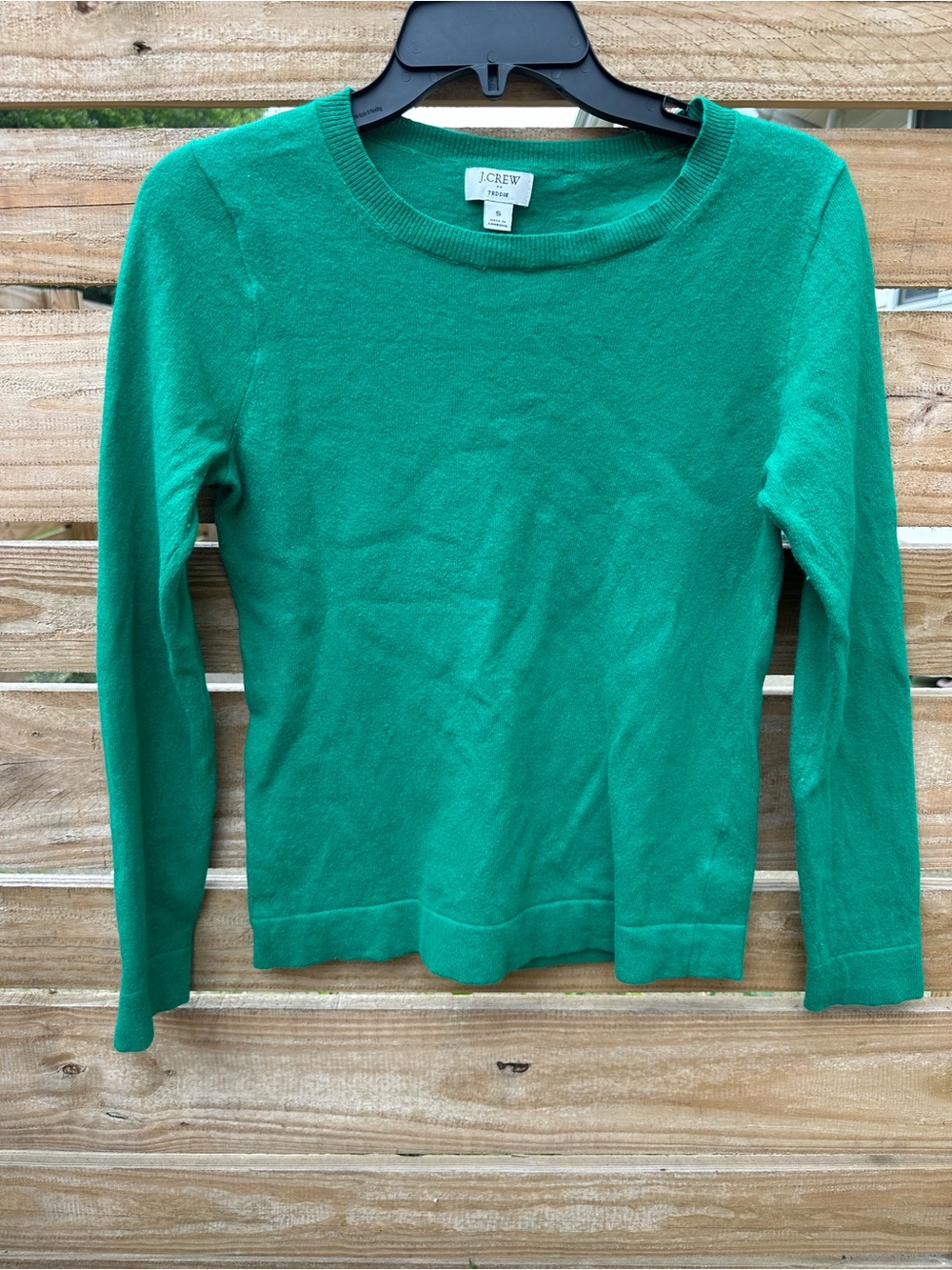 J. Crew Green Teddie Knit Crewneck Sweater